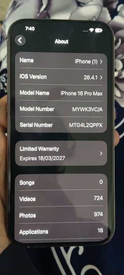 Apple iPhone 16 Pro Max JV With Box 100 battery health Brand New