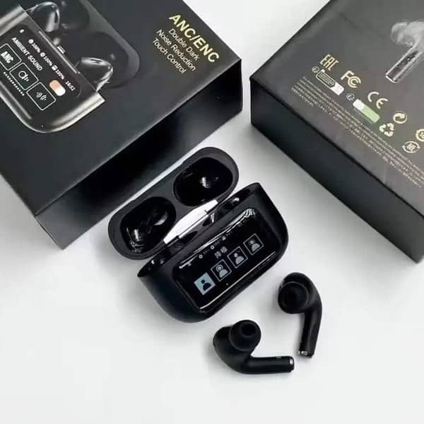 Black LIMITED TIME DEAL: 90% OFF!  Black A9 Pro Ear buds – Premium Air Pods ANC+ENC earbuds Noise Cancelling airpods | Wireless Bluetooth Earphones & Airpods Alternative | Immersive Ambient Sound, All-Day Battery! earphone
