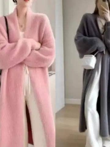 Premium Faux Mink Velvet Ladies Long Cardigan Coat