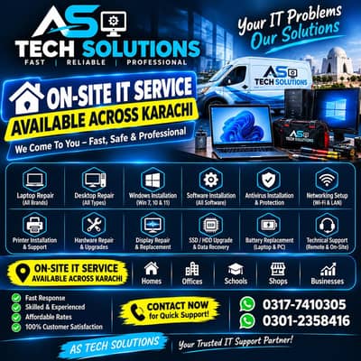 on site IT Service Karachi | Office, School & Shop Support
