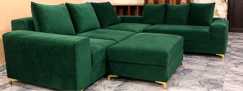 L-shaped Ottoman Upholstered Sofa