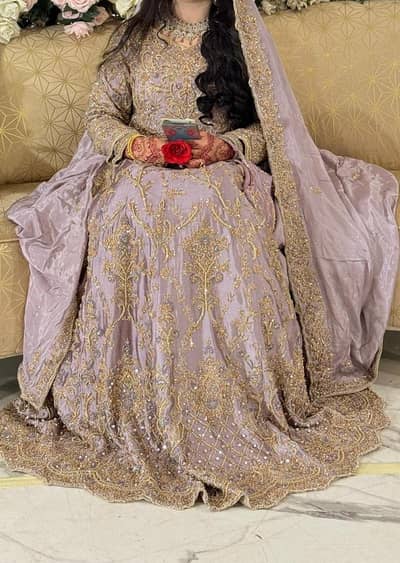 Light Purple Golden Bridal Maxi Dress for Sale