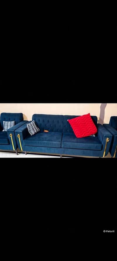 Black Velvet Sofa 5seetar urgent sall