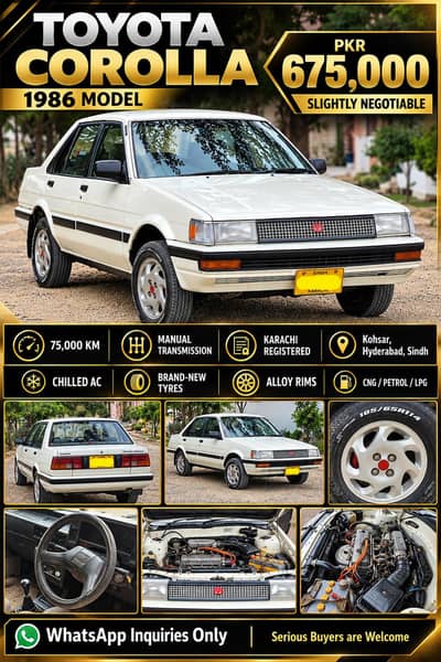 Toyota Corolla Vintage 1986 (Ac / CNG / Petrol)