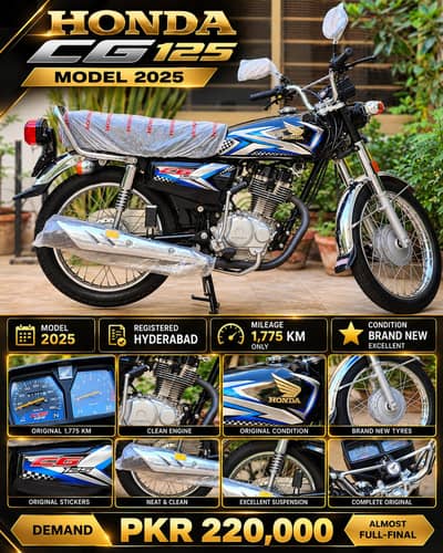 Honda CG 125  Zero Meter Model 2025 Registered