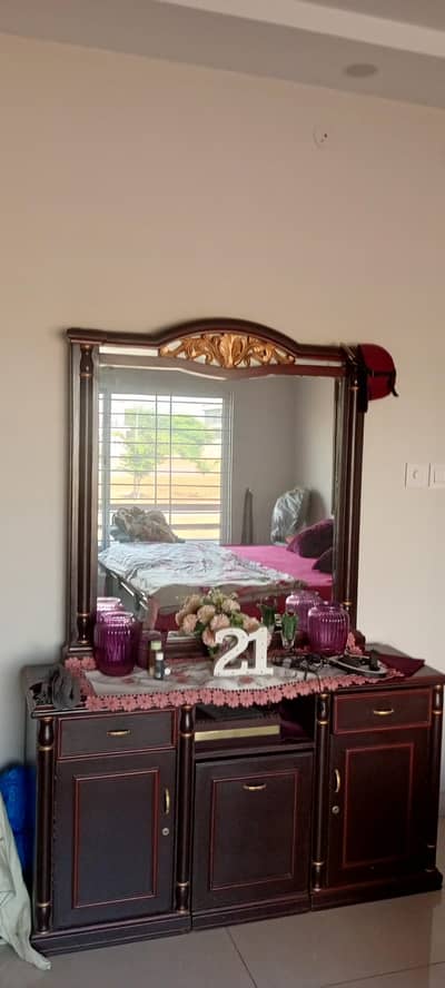 double bed price only 65000 with side table and dressing table