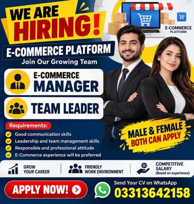 Manager & Team Leader Required (Male / Female)