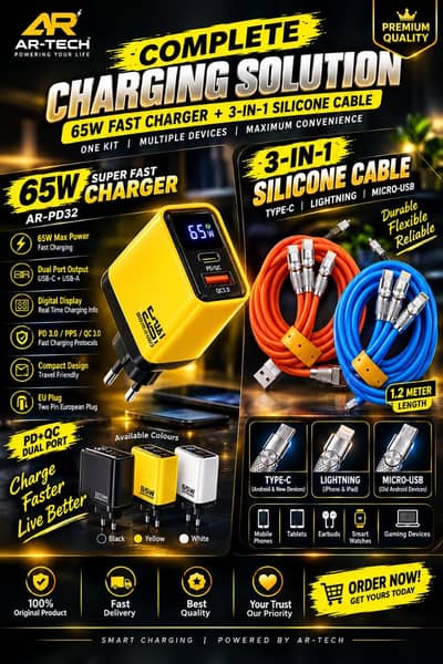 65w super fast charger LED display all mobile connected
