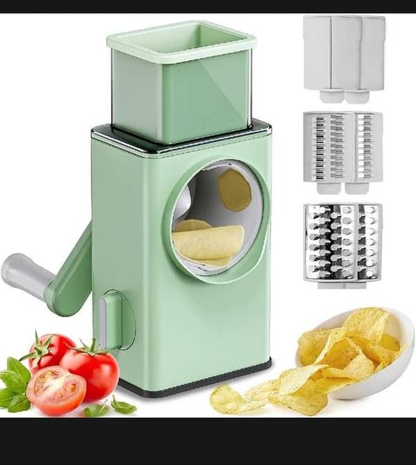 T  Multifunctional Tabletop Drum Cheese Grater, Rotary Drum Cutter and Slicer, 3 in 1 Manual Vegetable Cutter Slicer and Peeler, Fruit and Vegetable Cutter and Chopper, for Cucumber, Carrot, Potato and Cheese, Kitchen Accessories