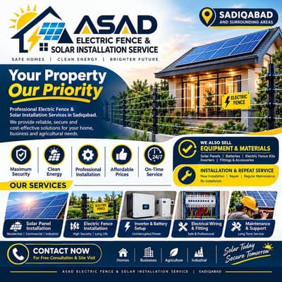 Solar/Panel/Installation/Electric Fence/Service/in Sadiqabad