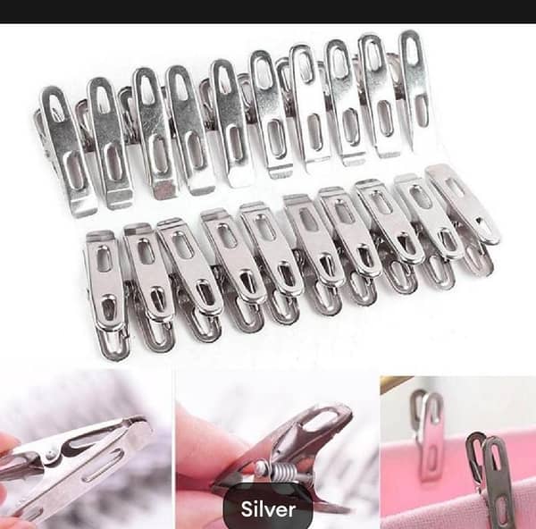 T  20Pcs Windproof Laundry Clamps Stainless Steel Towel Clothes Socks Clip Hanging Clothespin Metal Clip Set Household Storage Size:1*5*2.3cmMaterial:stainless steelGood quality and strong clipsUse to clip drying laundry, linen quilts, soc