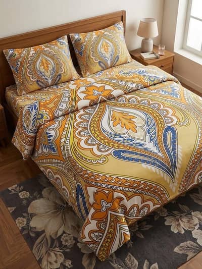 Double bed Bedsheet King Size 100% Cotton With Two Pillow Covers