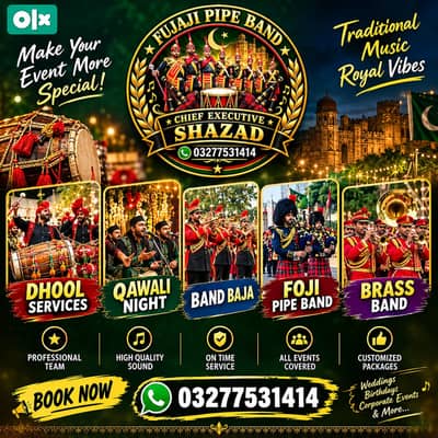 Dhool Services,Qawali Night,Band Baja,Foji Pipe Band,Brass Band Servic