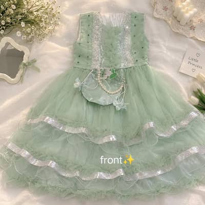 Stylish Sea Green Fancy Frock for Girls – Party Wear / Eid Dress