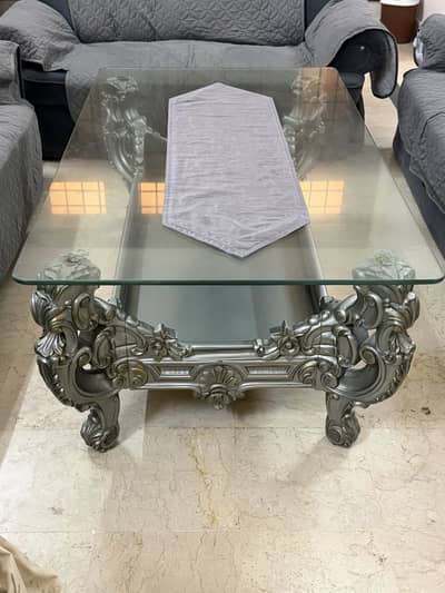 Solid wood center table with Glass
