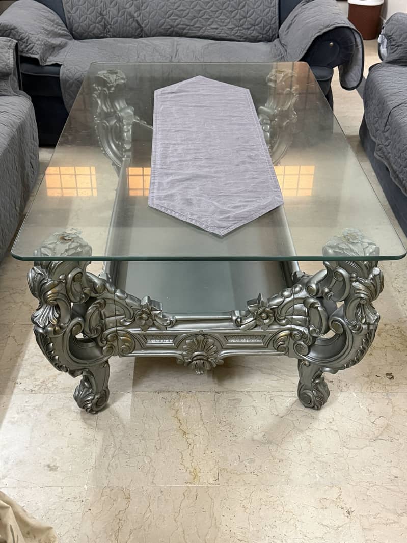 Solid wood center table with Glass 0