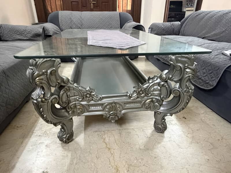 Solid wood center table with Glass 1