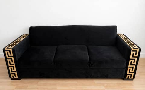 Black Versace Velvet 6 Seater Sofa Set 3+2+1  --  Excellent Condition