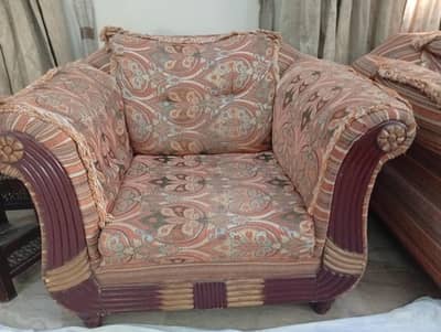 Chiniot Sofa Set (3+2+1+1) with Foldable Tables – Solid Wood