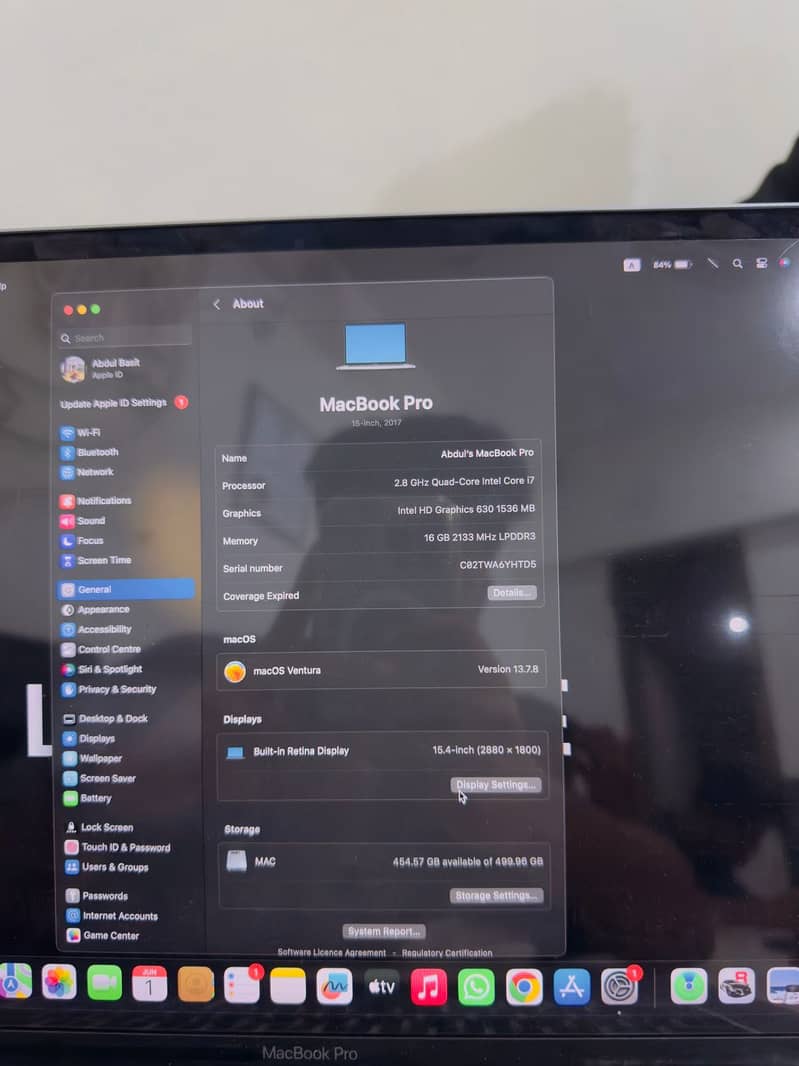 Macbook pro i7 2017 1