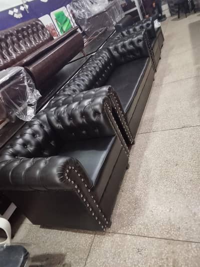 5 seater chesterfield sofa_Black leatherette _office and living room s