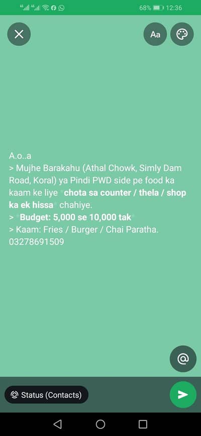 Need Small Food Stall in Rawalpindi Barakhu