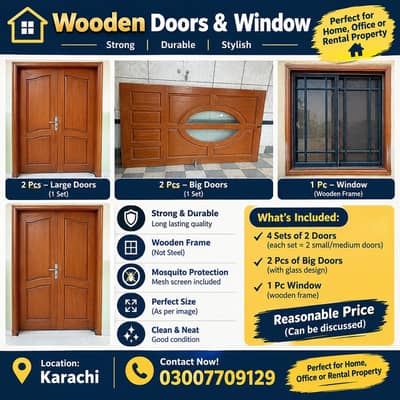 Wooden Doors and Window for Sale - Good Condition