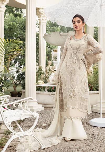 MARIA . B 3PC CHIFFON EMBROIDERED UNSTITCH SUIT