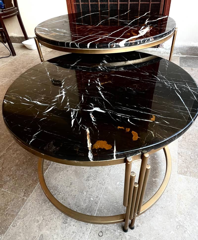 2 marble coffee tables 1