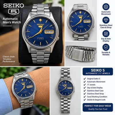 Seiko 5 Automatic watch _ blue Dial, stainless steel
