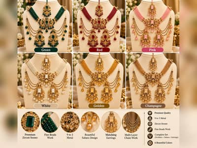 **Premium Kundan Necklace Set for Women with Matching Earrings, Multi