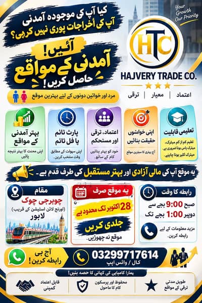 Work Opportunities for Male And. Females both