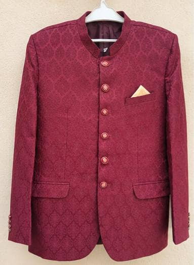 Maroon Prince Coat for Men | Wedding & Formal Wear | Self-Embroidered