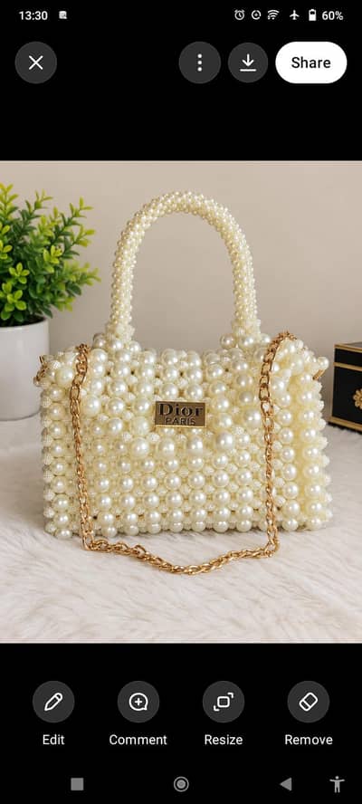 Title: Beautiful Handmade Pearl Beaded Handbag