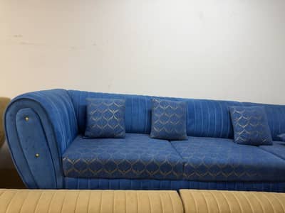 L shape corner sofa royal blue