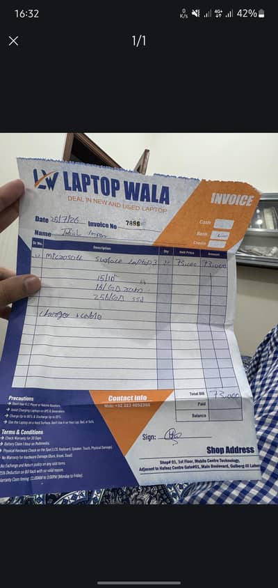 surface Laptop 3 ha 10/10 ha bohat kam use kia ha core i5 10th gene