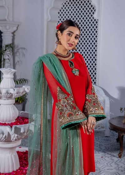 Khuda Baksh 3pcs semi formal chiffon suit