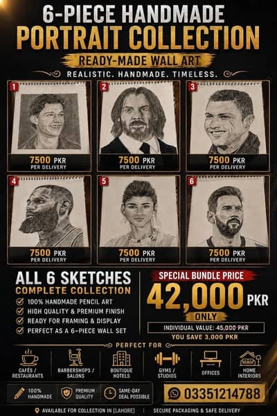 Celebrity Pencil Sketches (Real and Hand Made) 42,000 for Bundle