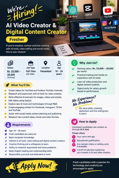 AI Video Creator & Digital Content Creator (Fresher)