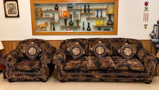 Traditional Brown Sofa Set for Sale – 7 Seater