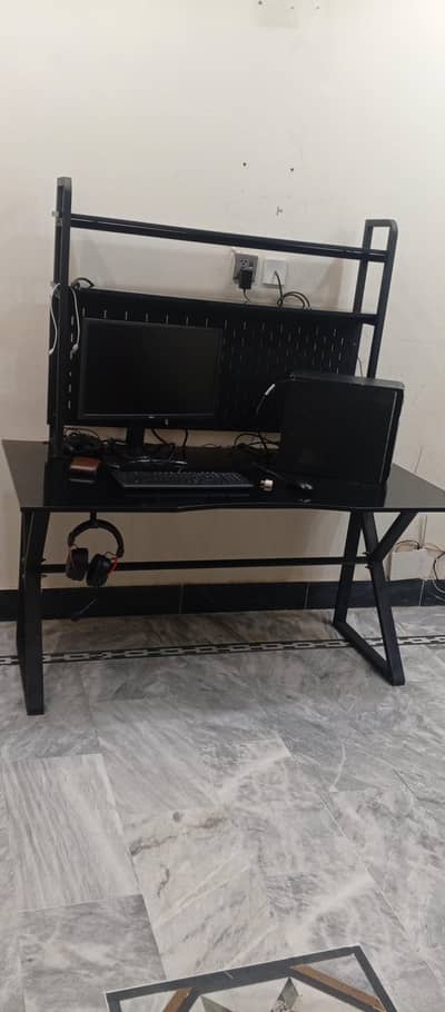 Gaming PC setup with led key board mouse wires