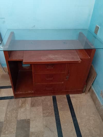 computer Table with glass Top ,Drawers & Cabinet