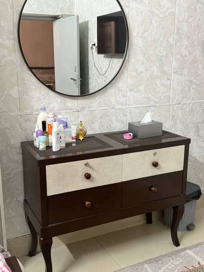 Single bed with side table and dressing  table