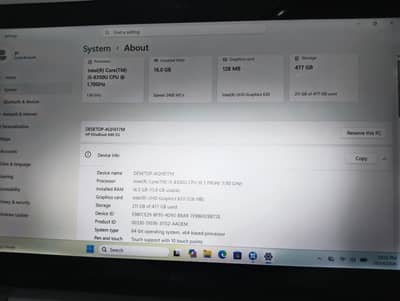 HP eltbook 840 G5 i5 8gen 16gb ram 500gb SSD touch display window 11