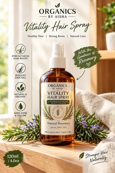 Organics By Aisha Vitality Rosemary Hair Spray | Hair Growth Spray