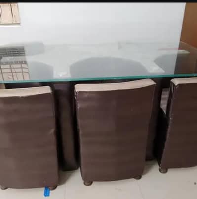 6 seater top Glass dining table