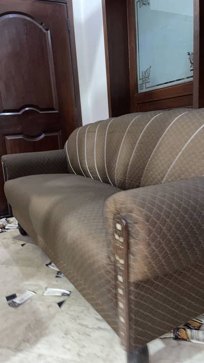 5 Seater Wooden Sofa Set 3+1+1