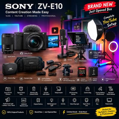 Sony ZV-E10 Complete YouTube Setup – Brand New, Just Opened Box!