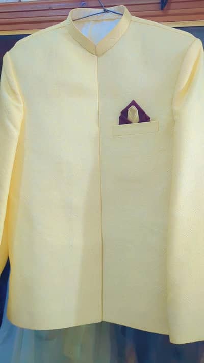 Modern decent Jamawar prince coat ideal for Nikaah (one time worn)