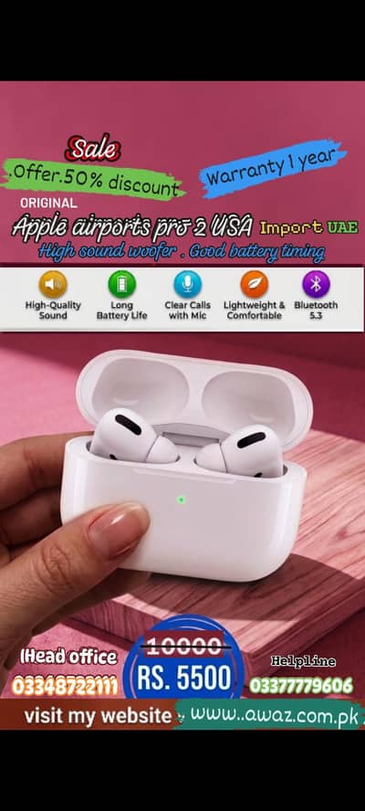 offer. 50% discount Apple airports pro 2 USA import UAE warranty 1 year